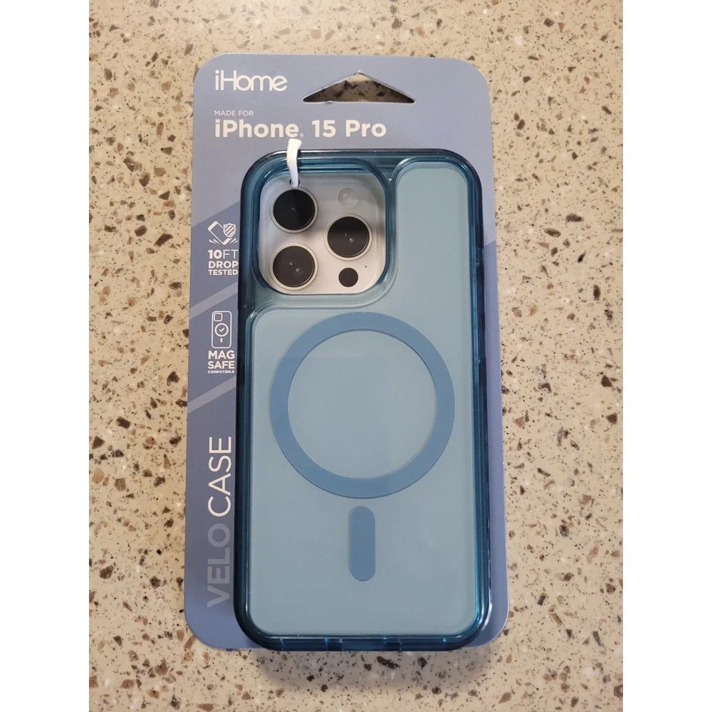 iHome Velo Blue iPhone 15 Pro Magsafe Compatible Protective Cellphone Case